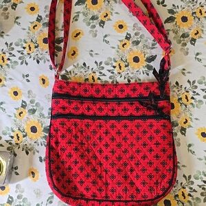 Vera Bradley Red and Black Crossbody Bag with Playful Polka Dots